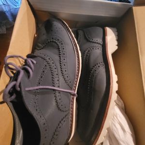 Blue sueded dress shoes